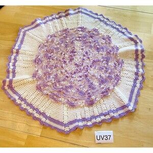 Lot of 2 Vintage Handcrafted Crocheted Doilies Purple/White Mix Cottage Core
